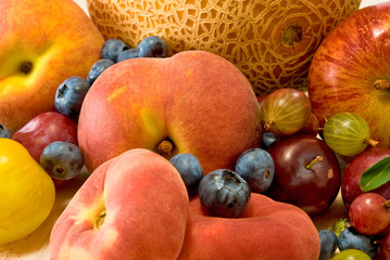 different fruits on the table closeup