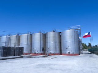 some wine metallic fermentation tanks