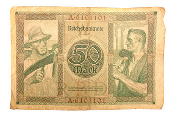 Fototapeta na wymiar Inflationsgeld Reichsbanknote 1920