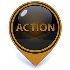 Action pointer icon on white background