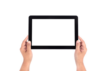 Hand holding tablet and take picture