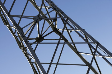 Closeup of a transmission tower