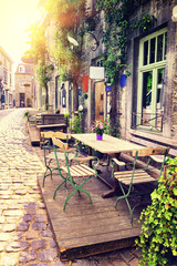 Cafe terrace in small European city