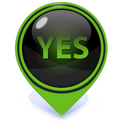 yes pointer icon on white background