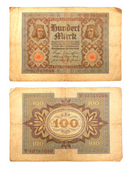 Inflationsgeld Reichsbanknote 1920 Vorderseite und Rückseite