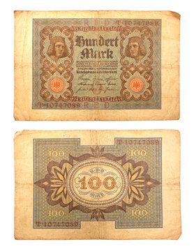 Inflationsgeld Reichsbanknote 1920 Vorderseite und R&uuml;ckseite