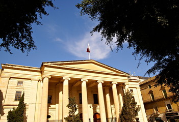 Law Court building facade in Valletta, Malta.