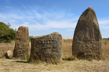Mysterious Tiya pillars, UNESCO World Heritage Site, Ethiopia.
