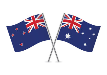 Australian and New Zealand flags. Vector illustration.