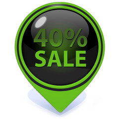 Sale forty percent pointer icon on white background