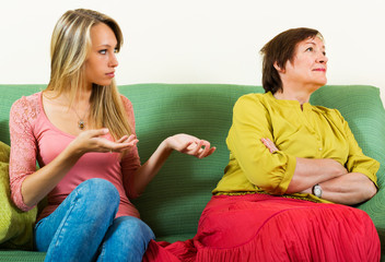 Mother and  daughter  after quarrel