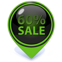 Sale sixty percent pointer icon on white background