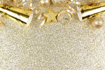 New Years Eve border over a gold background