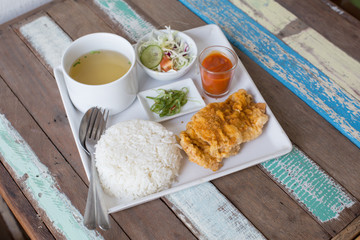 rice with fried chicken
