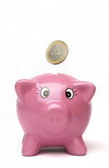 Euros and piggy bank