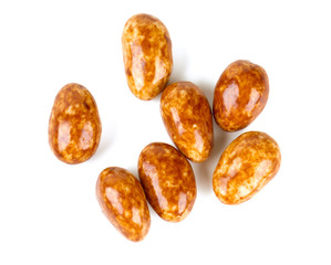chocolate almonds isolated on white