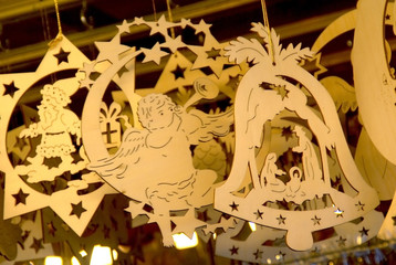 Christmas decorations handcrafted wooden