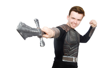 Funny knight isolated on the white background