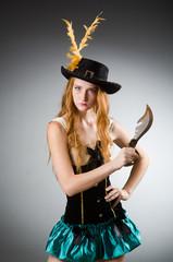 Woman pirate with sharp knife