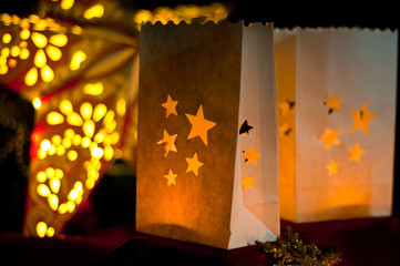 Decorations for Christmas : stars , lights , candles and balls