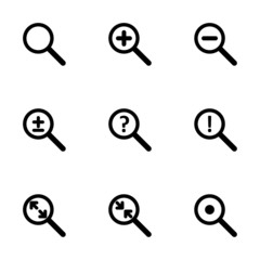 Vector magnifying glass icon set