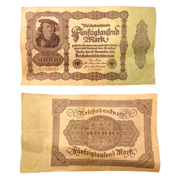 Inflationsgeld Reichsbanknote von 1922 F&uuml;nfzigtausend Mark