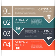Vector lines arrows for infographic, diagram. 4 steps, options.