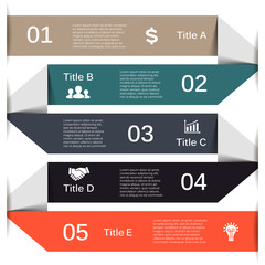 Vector lines arrows for infographic, diagram. 5 steps, options.