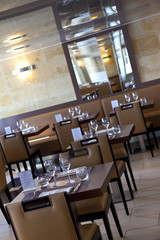 Table sets in a restaurant