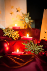 Decorations for Christmas : stars , lights , candles and balls