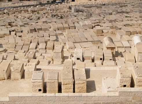 Gravestones of an ancient Jewish cemetery on the mount of Olives