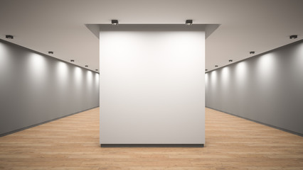 Empty gallery interior 3D rendering