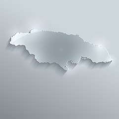 Jamaica map flag glass card paper 3D vector