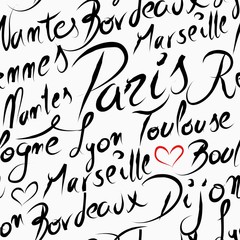 Travel France destination cities seamless pattern