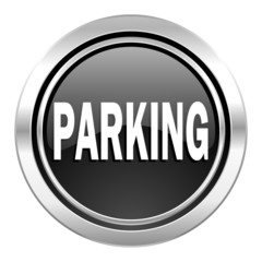 parking icon, black chrome button
