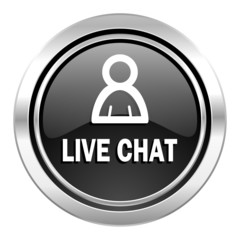 live chat icon, black chrome button