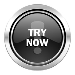 try now icon, black chrome button