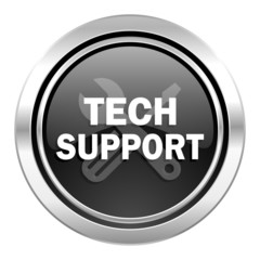 technical support icon, black chrome button