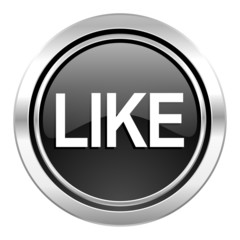 like icon, black chrome button