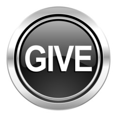 give icon, black chrome button