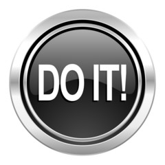 do it icon, black chrome button