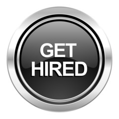 get hired icon, black chrome button