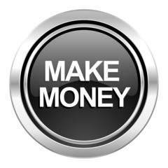 make money icon, black chrome button