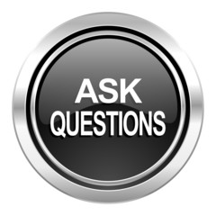 ask questions icon, black chrome button