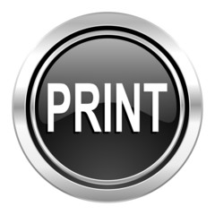 print icon, black chrome button