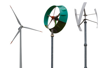 Small wind turbines. Isolated on white background.