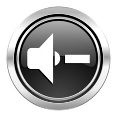 speaker volume icon, black chrome button, music sign