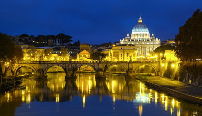 Fototapeta na wymiar Saint Peter's Basilica, Angel Bridge. Rome Italy