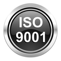 iso 9001 icon, black chrome button