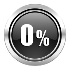 0 percent icon, black chrome button, sale sign